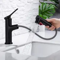 Unyqoos Zwarte badkamerkraan met uittrekbare douchekop en diverse waterfuncties