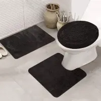 Unyqoos Perfecte 3-delige Wasbare Badkamermatset met Antislip en Absorberende Eigenschappen in Stijlvol Zwart