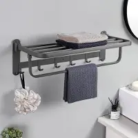 Unyqoos Inklapbare Roestvrijstalen Handdoekhouder met Twee Planken en Haken voor Badkamer en Keuken