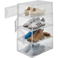 Kipit Schoenenrek / kast - wit - 4 niveaus - 33 x 23 x 14 cm - opbergrek - schoenenkast -stapelbaar - organizer