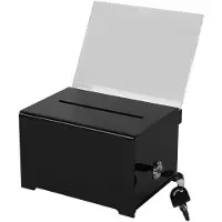 Unyqoos Zwarte acryl donatie- en stembus met slot en displayfunctie, zwart, 11*17*12 cm