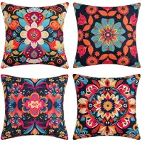 Unyqoos Bohemian Kussenslopen Set van 4 met Mandala en Bloemenpatroon