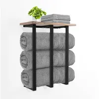 Unyqoos Stijlvolle Wandgemonteerde Handdoekhouder met Plank voor Optimale Badkamerorganisatie en Opslag