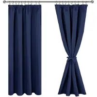 Unyqoos Gordijnen Set van 2 met Thermische Verduistering en Plooiband voor Slaapkamer en Woonkamer, Donkerblauw, 200x140 cm