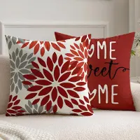 Unyqoos Set van 2 decoratieve kussenslopen met dahlia-ontwerp voor binnen en buiten