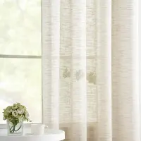 Unyqoos Linnenlook gordijnen met ruglus en slub-textuur in beige kleur voor diverse ruimtes 136 x 225 cm