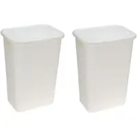 Benson Wasmand - 2x - rotan - met deksel - wit - 60 liter - 33 x 44 x 60 cm - kunststof