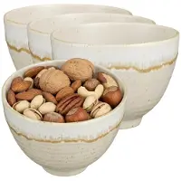 Mica Decorations Serveer/chips schaaltje Ethan - 6x - creme - 8 x 11 cm - keramiek - kommetjes