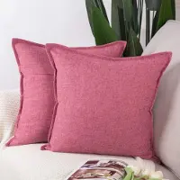 Unyqoos Set van 2 Zachte Linnen Kussenhoezen voor Bank en Slaapkamer in Roze 40x40 cm