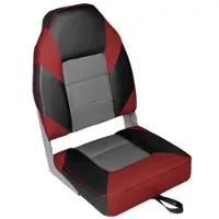 BREG Opklapbare Bootstoel - Hoge Rugleuning - Rood Zwart Grijs - Aluminium Scharnieren - Ergonomisch