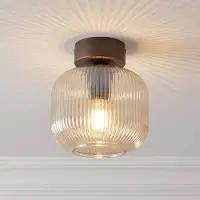 TK Lighting Plafondlamp Salvia, dimbaar, bruin / roest, Woon-/ Eetkamer, Glas, plafondlamp