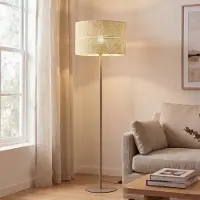 TK Lighting Vloerlamp Calma, crème / amber, Woon-/ Eetkamer, vloerlamp