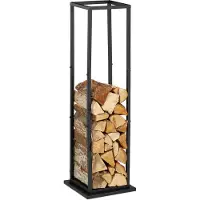 Relaxdays brandhoutrek - metaal - 121 x 35 x 35 cm - hoog - binnen - open haard - zwart
