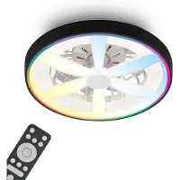 Briloner Air - Plafondventilator met RGB verlichting - LED plafondlamp met ventilator - dimbaar - 5 snelheden - ventilator lamp zomer- en wintermodus - RGB & CCT - Ø48cm - zwart
