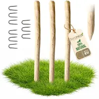 Floranica 3 x hazelnoot houten paal hoogte 90 cm, houten paal voor prieelhek, kastanjehek, houten palen, boomsteun, puntige houten paal, boompaal, steunpaal