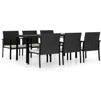 vidaXL 7-delige tuinset, polyrotan, zwart