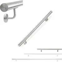 Relaxdays trapleuning - 100 cm - rvs - rond - binnen - buiten - Ø 42 mm - met houders - zilver