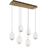 Globo Lighting Gouden Hanglamp Ewald 6 Lichts Wit Glas