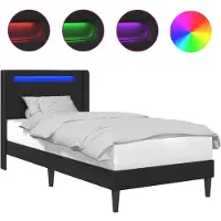 vidaXL Bedframe met LED-stripverlichting Zwart 90 x 200 cm Kunstleer