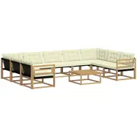 vidaXL Buiten bank set 10 st Wit en crèmekleurig