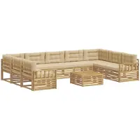 vidaXL Buiten bank set 10 st Wit en Beige Massief Acacia Hout