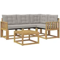 vidaXL Buiten bank set 5 st Wit en Lichtgrijs