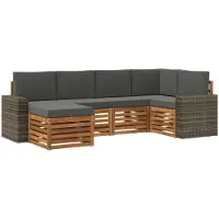 vidaXL Buiten bank set 6 st Natuurlijk en Antraciet Polyester