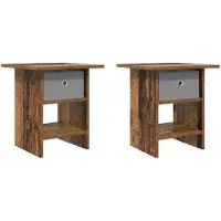 vidaXL Nachtkastje 2 st Oudhout 41 x 40 x 45 cm Bewerkt hout