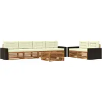 vidaXL Buiten bank set 7 st Natuurlijk en Crème Polyester