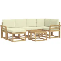 vidaXL Buiten bank set 7 st Wit en crèmekleurig Massief Acacia Hout