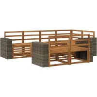 vidaXL Tuinset met 7 zitplaatsen, natuurlijke kleur, polyester