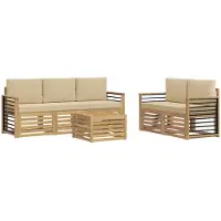 vidaXL Buiten bank set 6 st Wit en Beige Polyester
