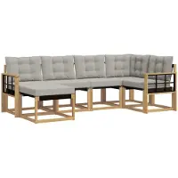 vidaXL Buiten bank set 6 st Wit en Lichtgrijs