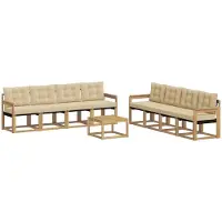 vidaXL Buiten bank set 9 st Wit en Beige