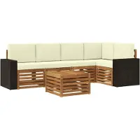vidaXL Buiten bank set 6 st Natuurlijk en Crème Polyester