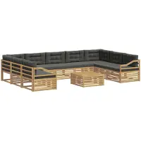 vidaXL Buiten bank set 10 st Wit en antracietkleurig Polyester
