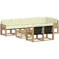 vidaXL Buiten bank set 9 st Wit en crèmekleurig