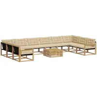 vidaXL Buiten bank set 11 st Wit en Beige