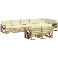 vidaXL Buiten bank set 8 st Wit en crèmekleurig Polyester