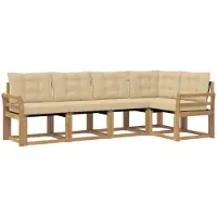 vidaXL Buiten bank set 5 st Wit en Beige