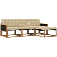 vidaXL Buiten bank set 4 st Natuurlijk en Beige