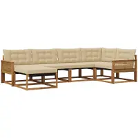 vidaXL Buiten bank set 6 st Natuurlijk en Beige Massief Acacia Hout