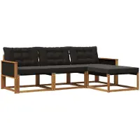vidaXL Buiten bank set 4 st Naturel en Zwart