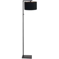 Steinhauer Vloerlamp stang zwart met zwart met goud van binnen kap