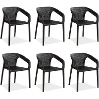 Homestyle4u Tuinstoelen - Set van 6 - Stapelstoelen - Kkunststof - Zwart