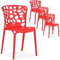 Hobby Hall Tuinstoelen - Set van 4 - Stapelstoelen - Kunststof - Rood