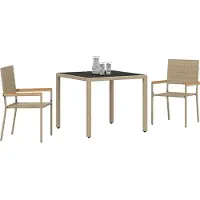 vidaXL Tuinset, 3 stuks, beige, polyrotan