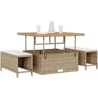 vidaXL Tuin Eettafel Set 3 st Beige poly rattan