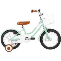 Happiq Kinderfiets – Voor beginners / kinderen – Met mand, spatborden, volledige kettingkoffer en zijwieltjes – Groen, 46 cm