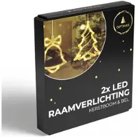 Giftmas kerstverlichting - LED Hangdecoratie - Warm Wit - Op Batterijen - Kerstversiering Voor Binnen - Kerstbel en Kerstboom met Zuignap - Raamdecoratie